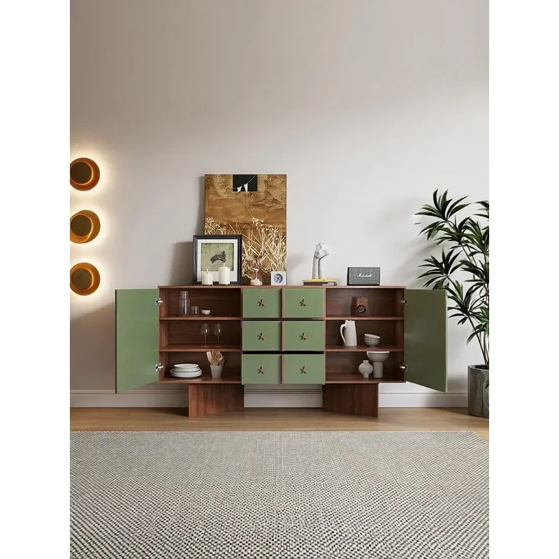 French retro solid wood dining side cabinet, storage side cabinet, multi-functional light luxury storage chest cabinet