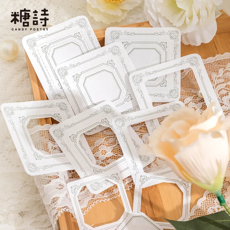 50pcs/lot Memo Pads Material Paper Border narration Junk Journal Scrapbooking Cards Retro Background Decoration Paper