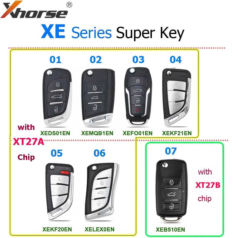 Xhorse VVDI XE Series Super Remote XEDS01EN/XEFO01EN/XEMQB1EN/XELEX0EN/XEKF20EN/XEKF21EN/XEB510EN XT27A Chip for VVDI Key Tool