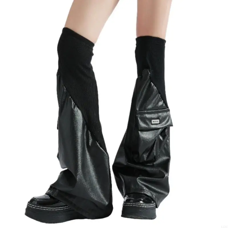 L5YC Leg Warmers for Women Girls Gothic Punk Long Leg Socks Subcultures Leg Covers Flared Leg Warmers Middle Tube Socks