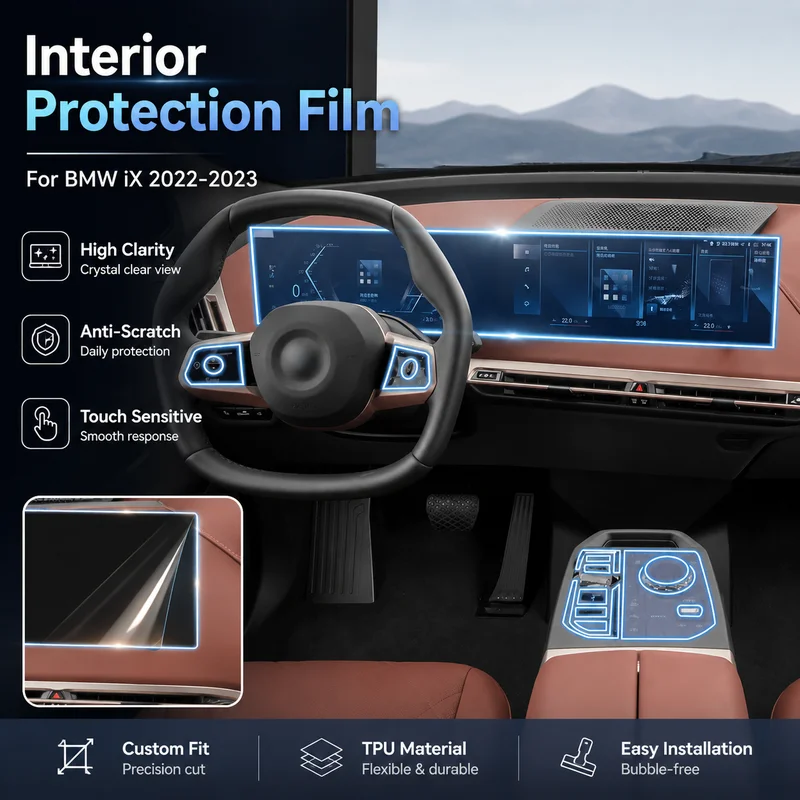 

Interior Protection Film For BMW iX 2022-2023 TPU Screen Cover Dashboard Navigation High Clarity, Replacement Parts