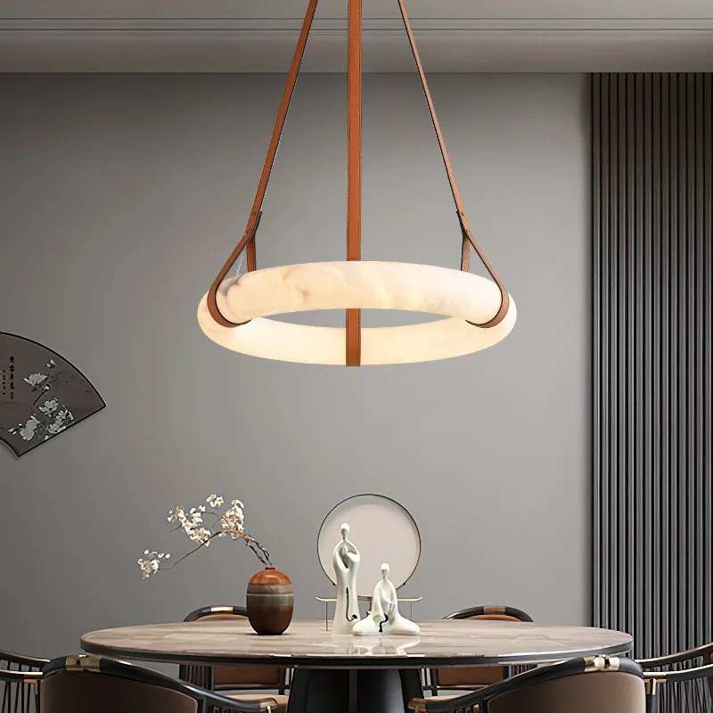 

Postmodern round natural marble pendant light living room dining room pendant light villa bedroom pendant light