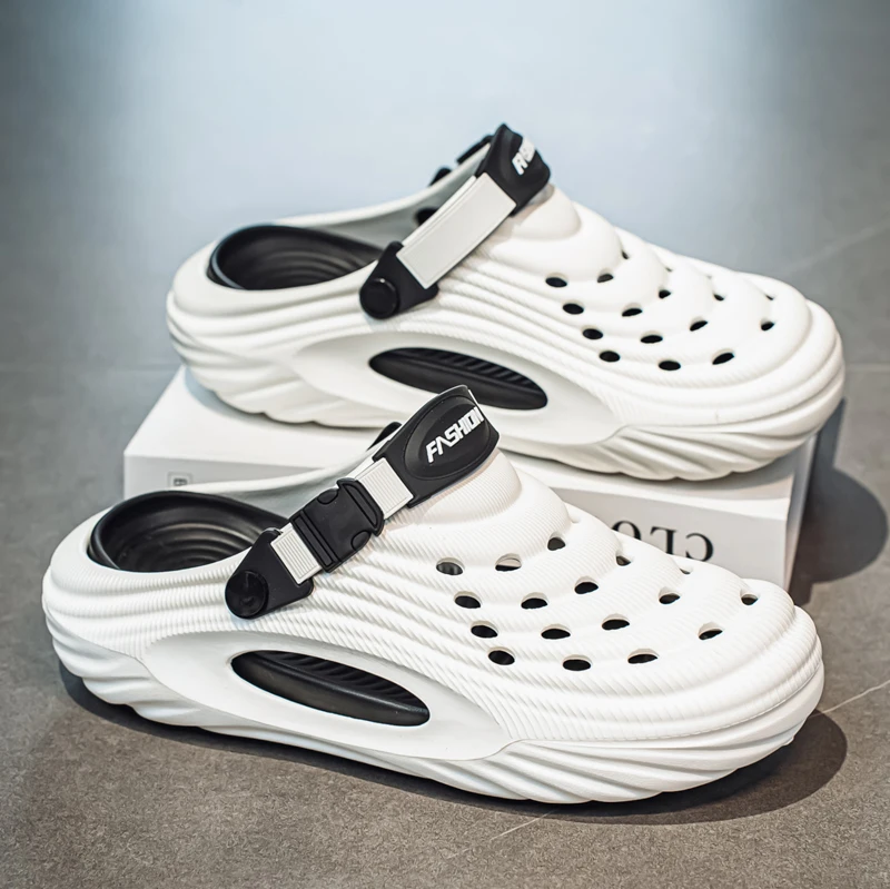 

Мужские летние шлепанцы для офиса, нескользящие, для вождения, спортивные, универсальные пляжные сандалии, дышащие, без застежек