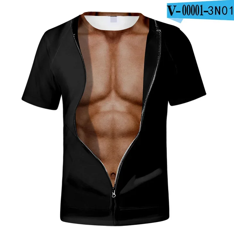 dd12Men's T- الصيف مضحك الجسم ستة حزمة Abs العضلات T Camisetas Hombre ثلاثية الأبعاد طباعة قصيرة الأكمام اللياقة البدنية تي شيرت أوم