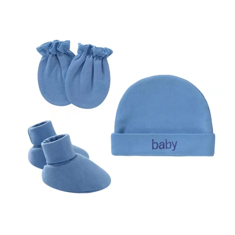 

Newborn Hat+Gloves+Socks Set for Baby Boy&Girl Cotton Fall Casual Photography Props Soft Headwear Infant Nightcap Fashion