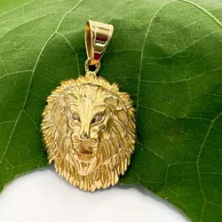 Stainless Steel Gold Plated Walleye Male Lion Pendant Lion Head men's pendant