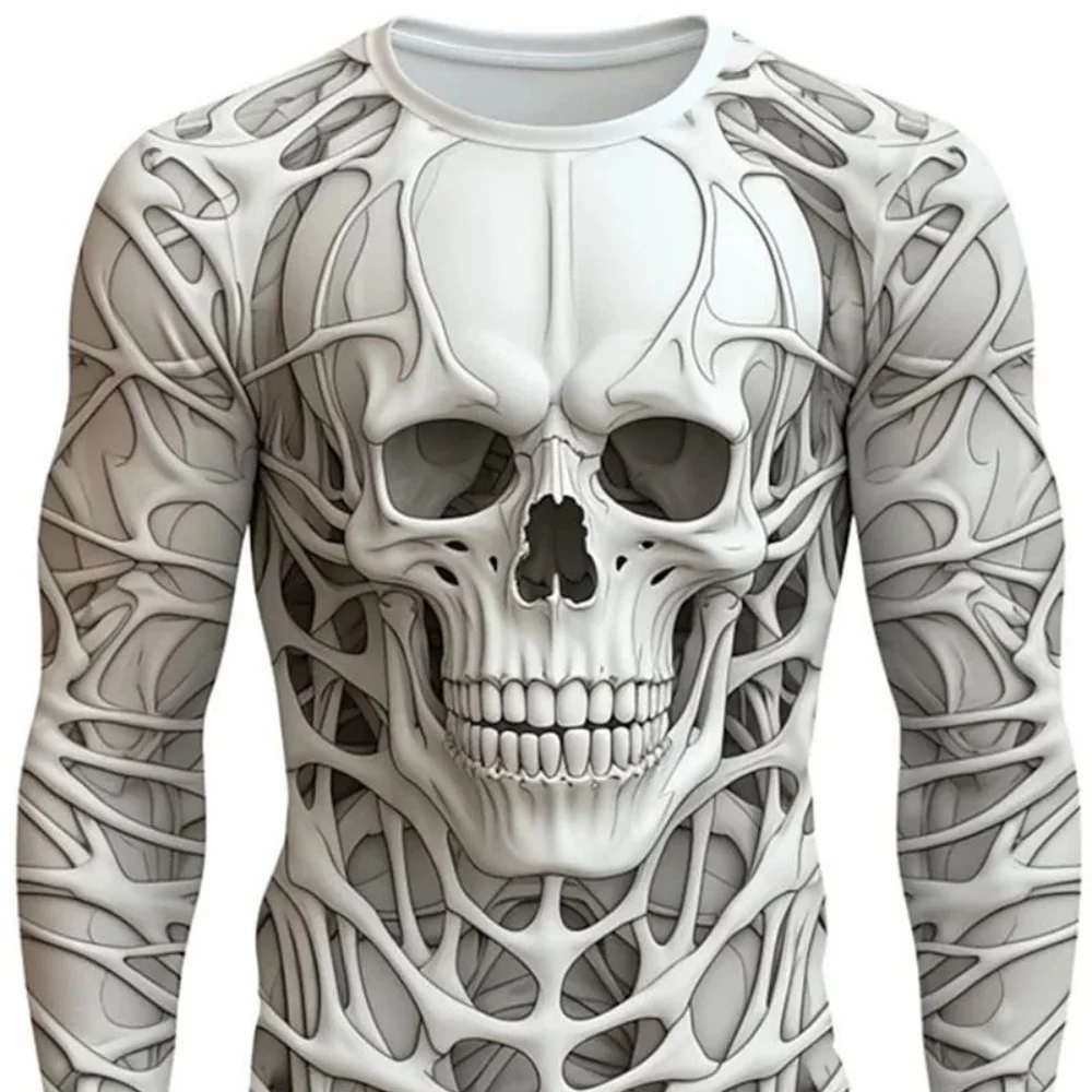 

Autumn New 3D Skeleton Skulls Print Long Sleeve T Shirt Horror Skull Graphic Long Sleeve Clothes Vintage Cool Mens Clothing Tops