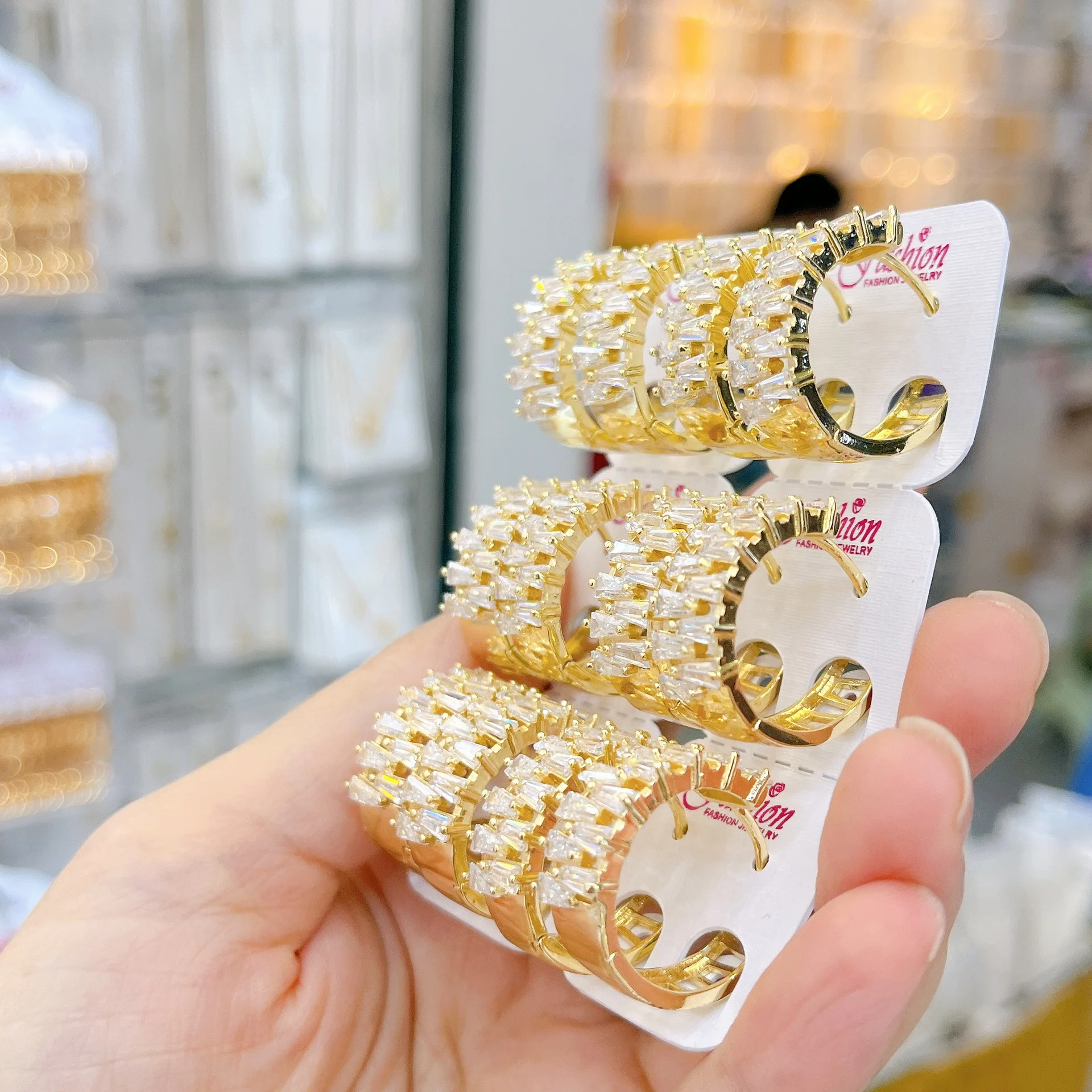 

6 пар двойных сережек-колье с бриллиантами и трапециевидными цирконами, элегантный модный ювелирный набор для женщин, подарок на день рождения