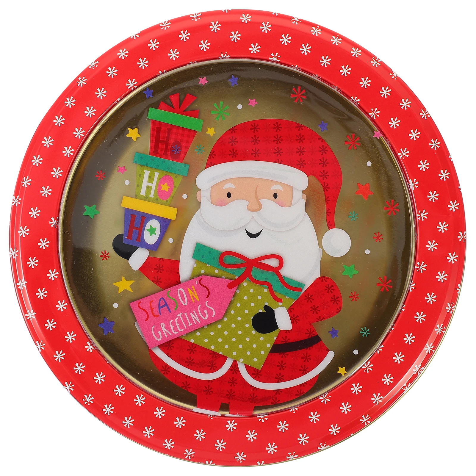 

1pc Christmas Tin Box Festive Cookie Storage Container Round Metal Sweet Jar Xmas Gift Packaging Biscuit Holder Sturdy Candy