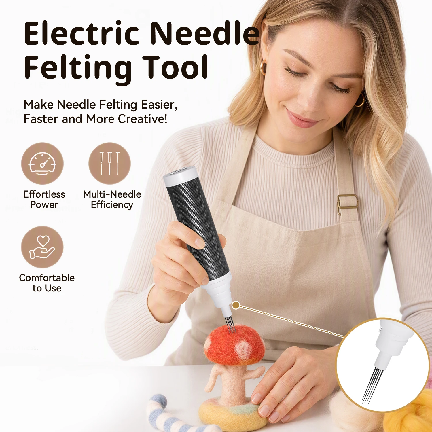 Electric Needle Felting Machine,Needle Felting Tool Supplies for Wool Felted Animals, Needle Felting Machine for Quick Felting