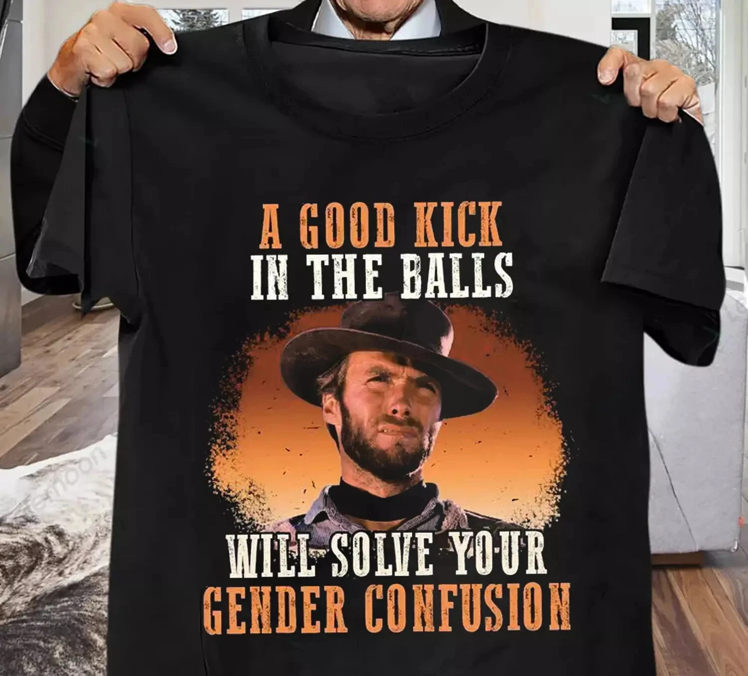 A Good Kick in The Balls Clint Eastwood T-Shirt Graphic Short Sleeve Men's T-shirts for Summer Unisex All-Season