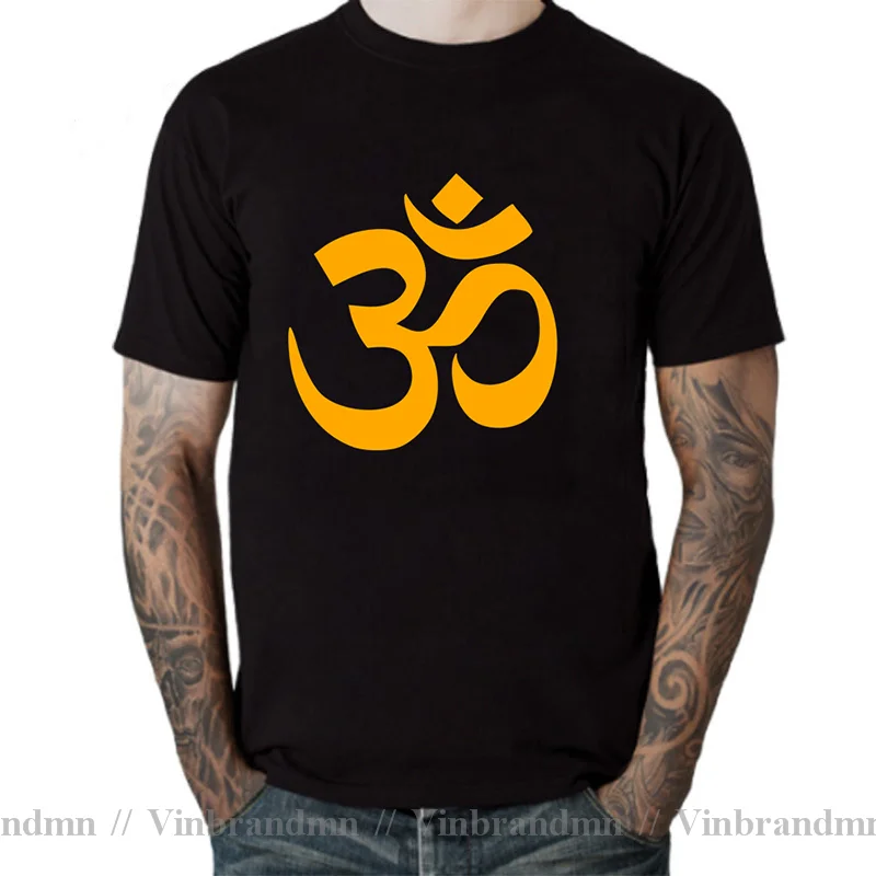 OM AUM SYMBOL Relaxation T-Shirt For Male Men Funny Cotton Short Sleeve Tshirt Streetwear JN BUDDHISM OM MANI PADME HUM T Shirt