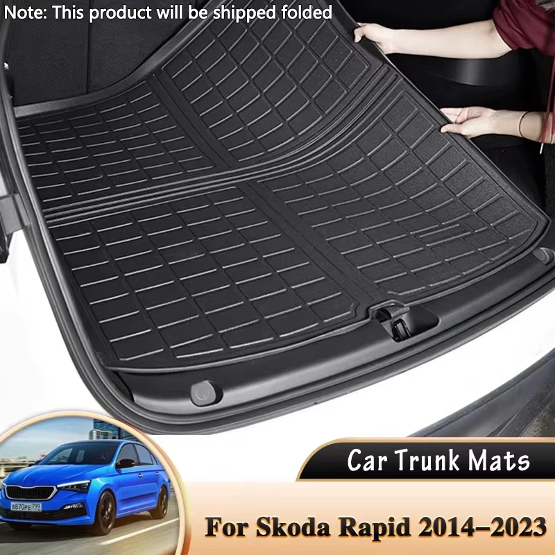 

Car Rear Trunk Mat Waterproof Protective Liner Trunk Tray Floor Mats for Skoda Rapid VW Volkswagen Polo NH 2014~2023 Accessories