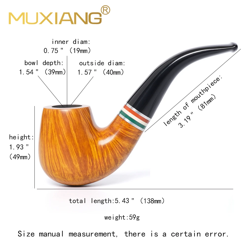 MUXIANG Classic Tobacco Pipe Curved Handle Briarwood Pipe Rainbow Series 9mm Pipe Mouth Filter Father Gift Large Egg-shaped Pipe - Image 3