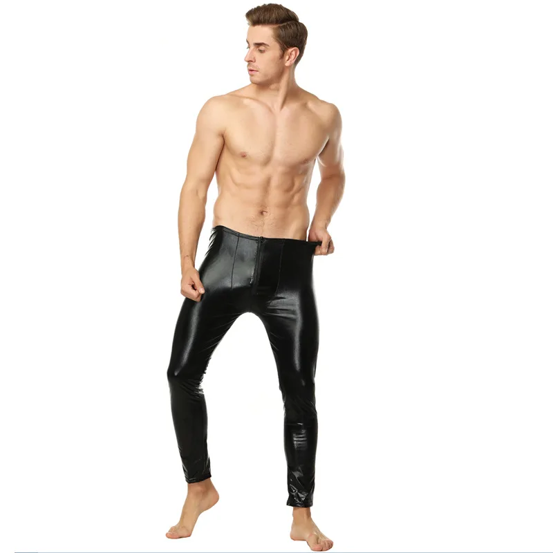 Halloween Cosplay PU Leather Sexy Bodysuit Faux Latex Male Erotic Jumpsuit Club Stage Costume Gays Sex Lingerie Adult Products