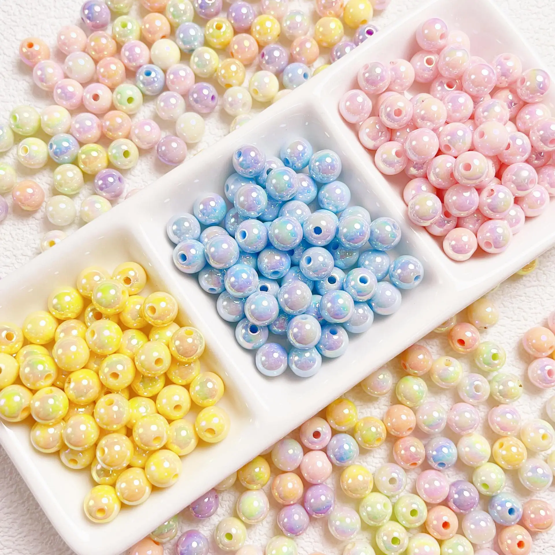 30pcs/lot 8-12mm Marbet Night Glow Cream Solid Round Beads DIY Mobile Phone Chain Bracelet Bead Material Jewelry Accessories