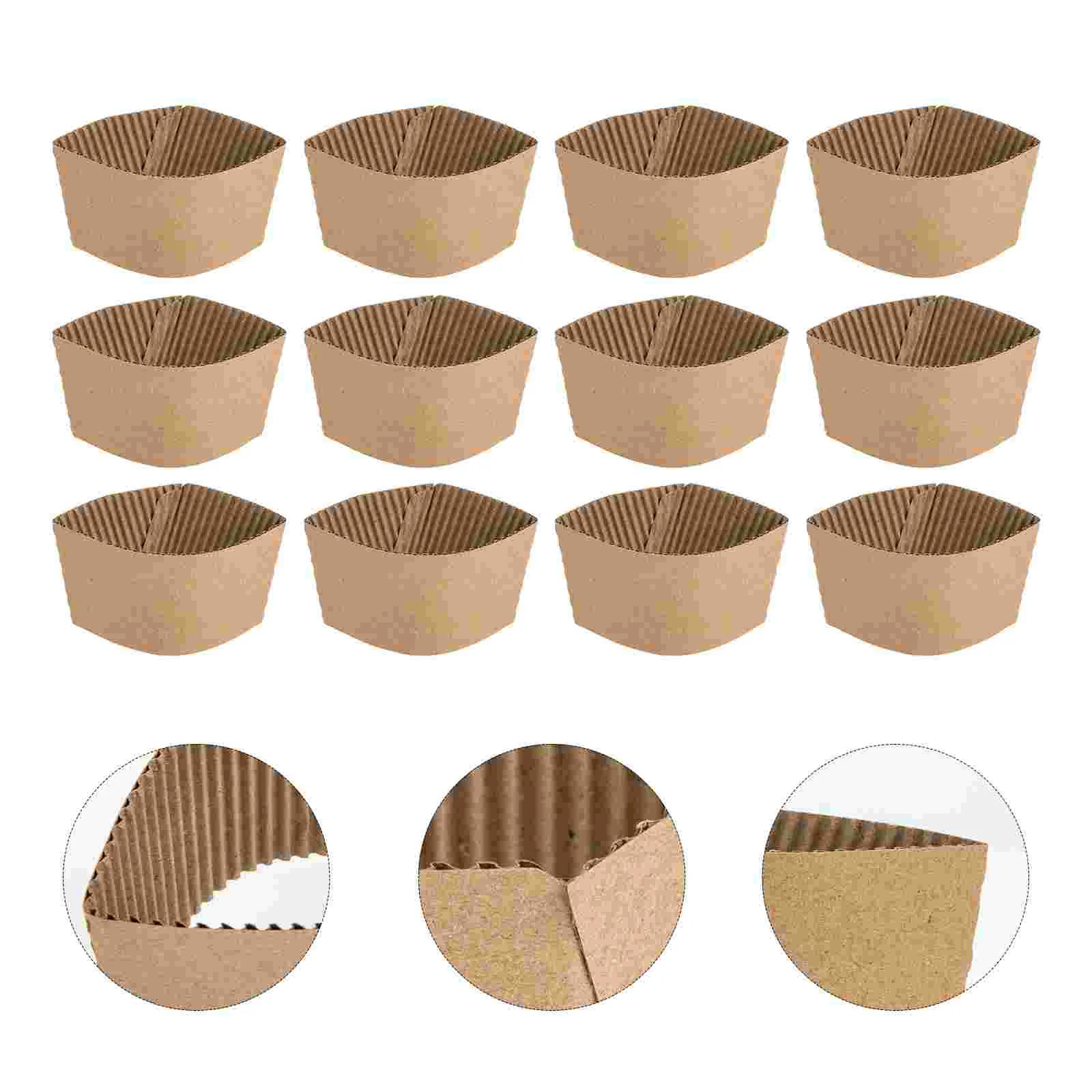 50 Pcs Coffee Mugs Cup Holder Drinks Sleeve Bottle Protector Paper Cover Khaki Cold-insulation Versatile Protective