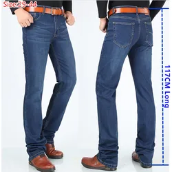 Jean épais Extra-long pour hommes, pantalon Extra-long de 117CM, Denim noir, surdimensionné, taille haute, Slim Fit Plus, pantalon stretch, collection printemps automne