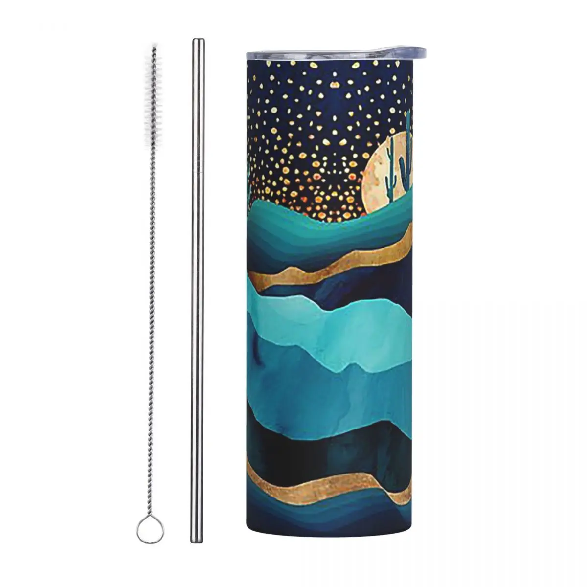 Indigo Desert Nigh Stainless Steel Tumbler Vacuum Insulated Mug Thermal Cold Cups Straw With Lid 20oz