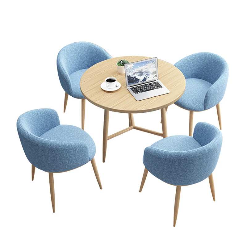 Modern Meeting And Negotiation Table And Chair Set Dining Set Combination Coffee Shop Milk Tea Shop Simple Table Four Chairs