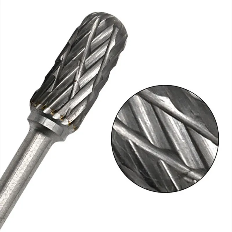 Rotary Carbide Burr Set 1/8" Shank 1/4" Head Length Tungsten Steel for Woodworking Drilling Metal Carving Engraving Polishing