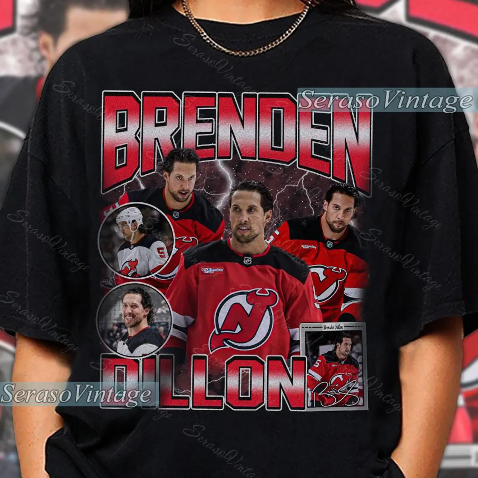 Camiseta Brenden Dillon New Jersey Hockey SweaT T Fan Bootleg Rap tee player vintage com estampa lavada, estilosa, macia e respirável
