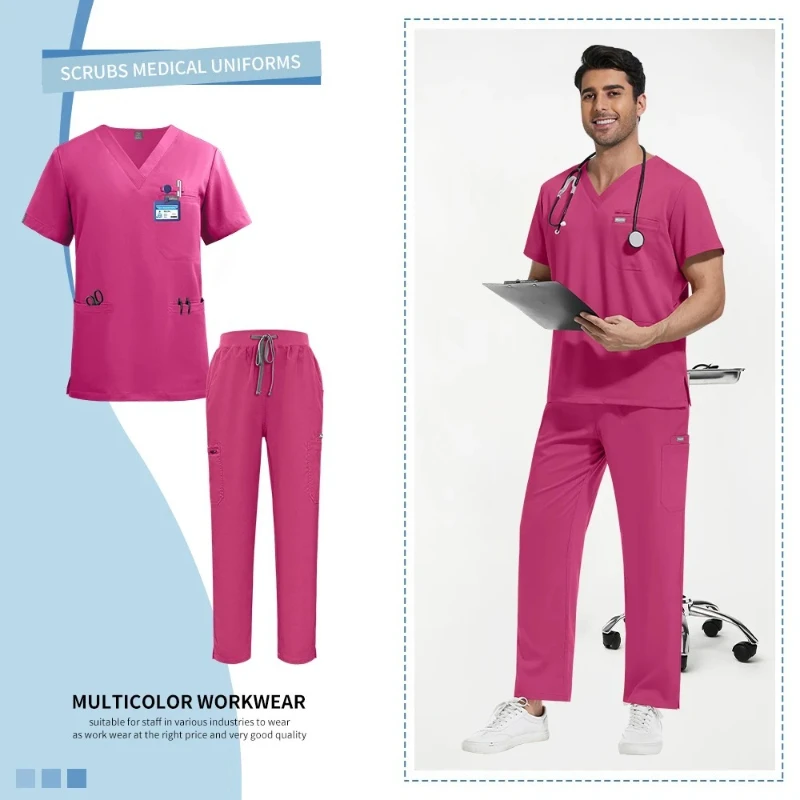 

Men Women Medical Scrubs Sets Hospital Medical Uniforms Nurses Accessories Dental Clinic Beauty Salon Spa Lab Workwear Clothes