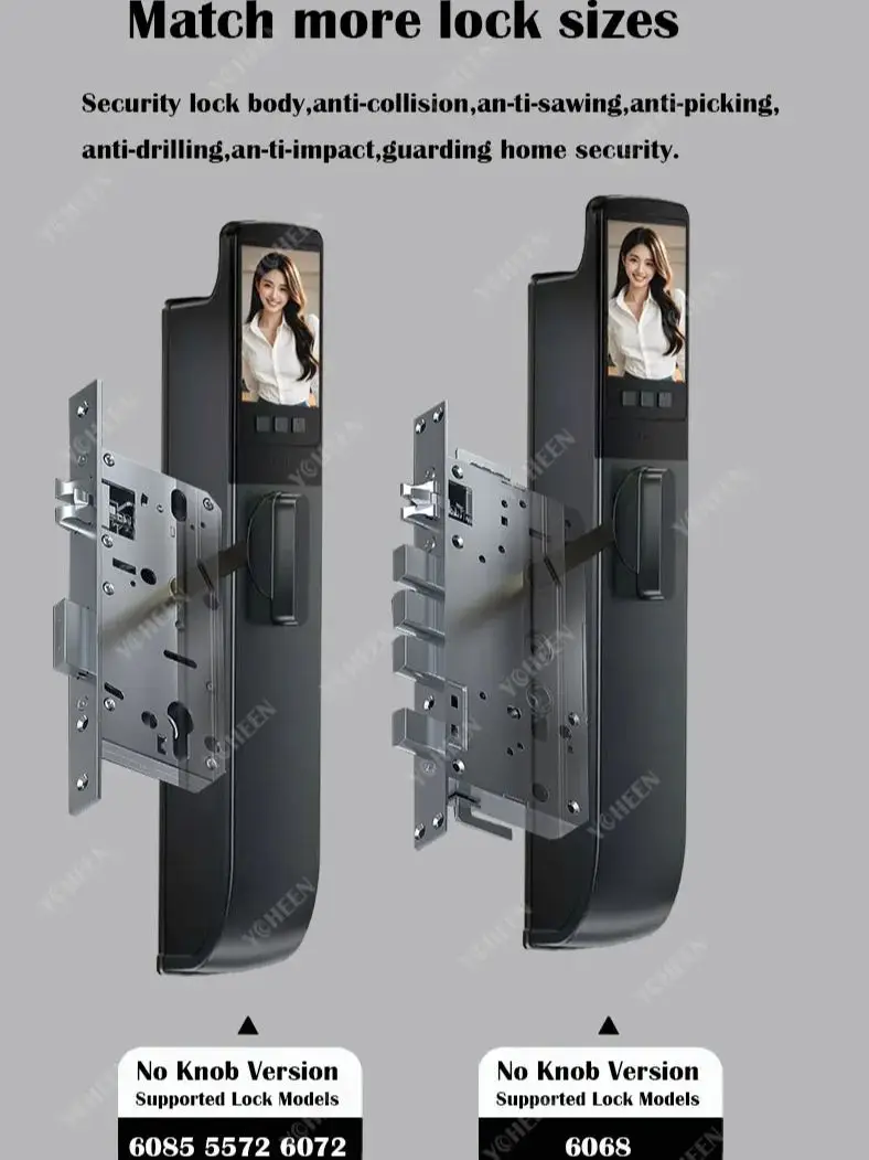6068,5572,6072,6085 Einsteckschloss Tuya Wifi App Kamera Smart Digital Lock Mit Fingerabdruck Gesicht Schlüssel Karte Rfid
