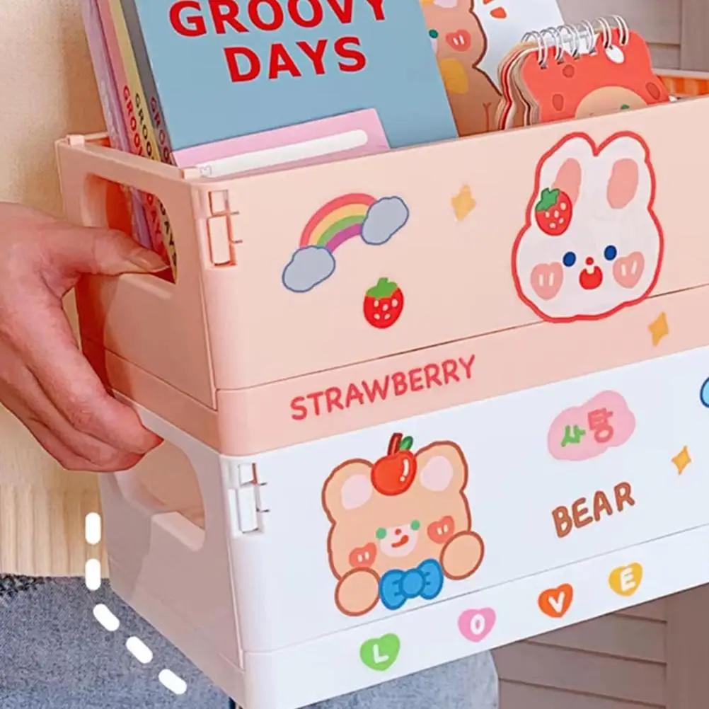 Foldable Storage Baskets Desk Stationery Material Smooth Edge Book Container Easy Clean Multi function Household ganizer