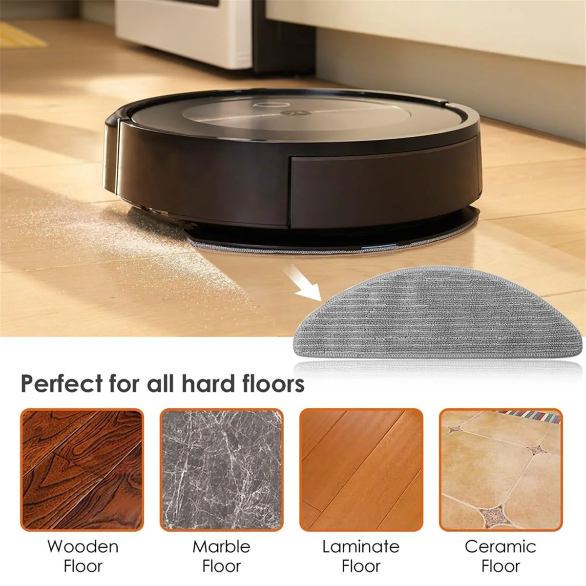 Bantalan pel untuk iRobot Roomba Combo I5, I5 +,J5, J5 + Robot Vacuum Microfiber dapat dicuci kain pel dapat digunakan kembali 6 buah