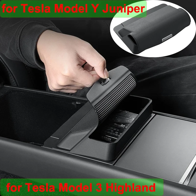 Für Neues Tesla Model Y Juniper 2026 2025, Zubehör, Mittelkonsole, Brillenaufbewahrungstablett, Modell 3, Highland-Aufbewahrungsbox mit Abdeckung