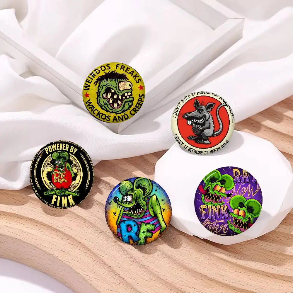 Anime Brooches Cute Cartoon Badge Jacket Jeans Lapel Pin Gift Accessorie Anime R-r-rat Fink Printed logo