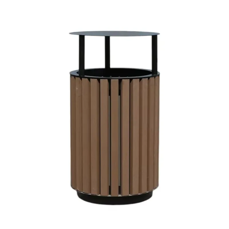 Outdoor Big Wood Garbage Receptacle Trash Can Outside Park  Rubbish Waste Bin Public Commercial Recycle Dustbin with Ashtray