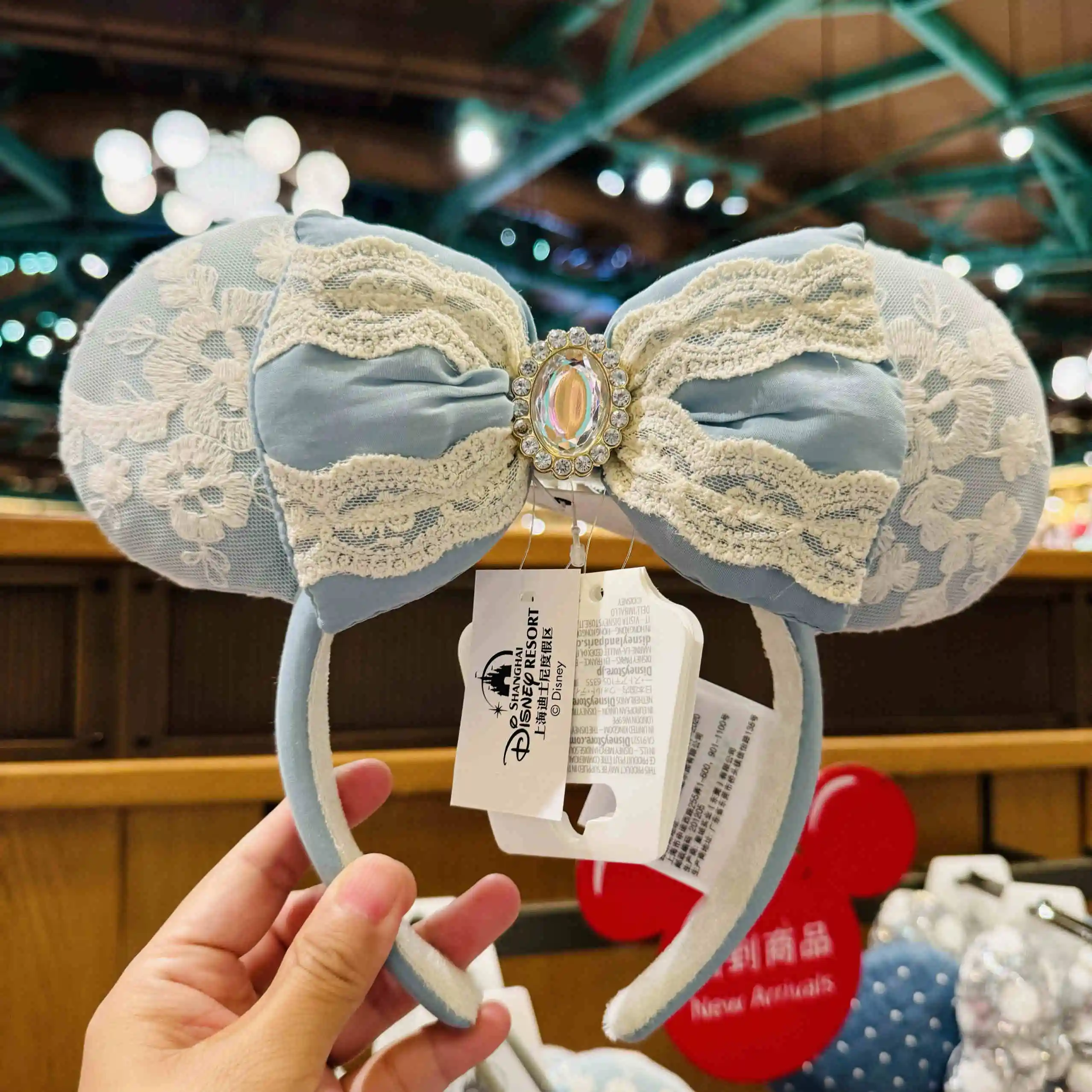 Original Disney Princess Tiana Jasmine Rapunzel Cinderella Ear Headband For Adults Shanghai Disneyland Park Hair Hoop Girl Gifts