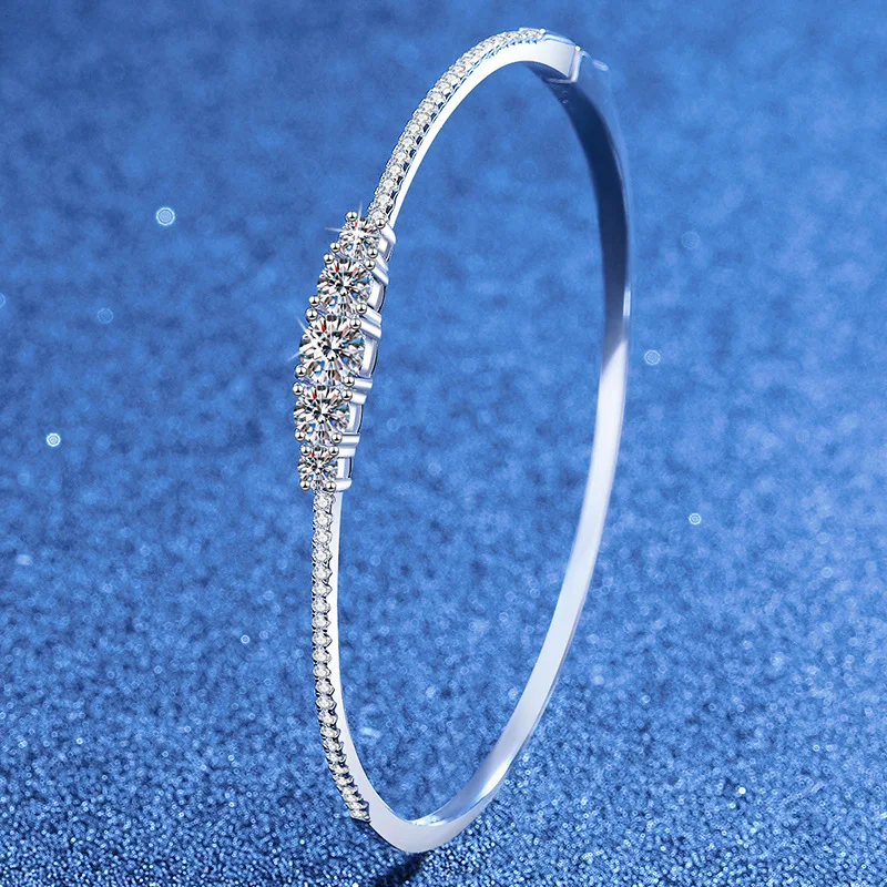 Platinum PT950 18K Gold 1.3carat Moissanite Bracelet, Versatile and Simple, Women's Micro Inlaid Personalized Bracelet