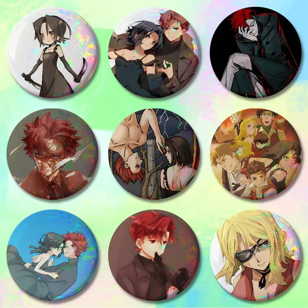 

B-Baccanos-S Comics 58mm 44mm HD Print Brooch Badges Pretty Derby Round Display Brooches Lapel Pins