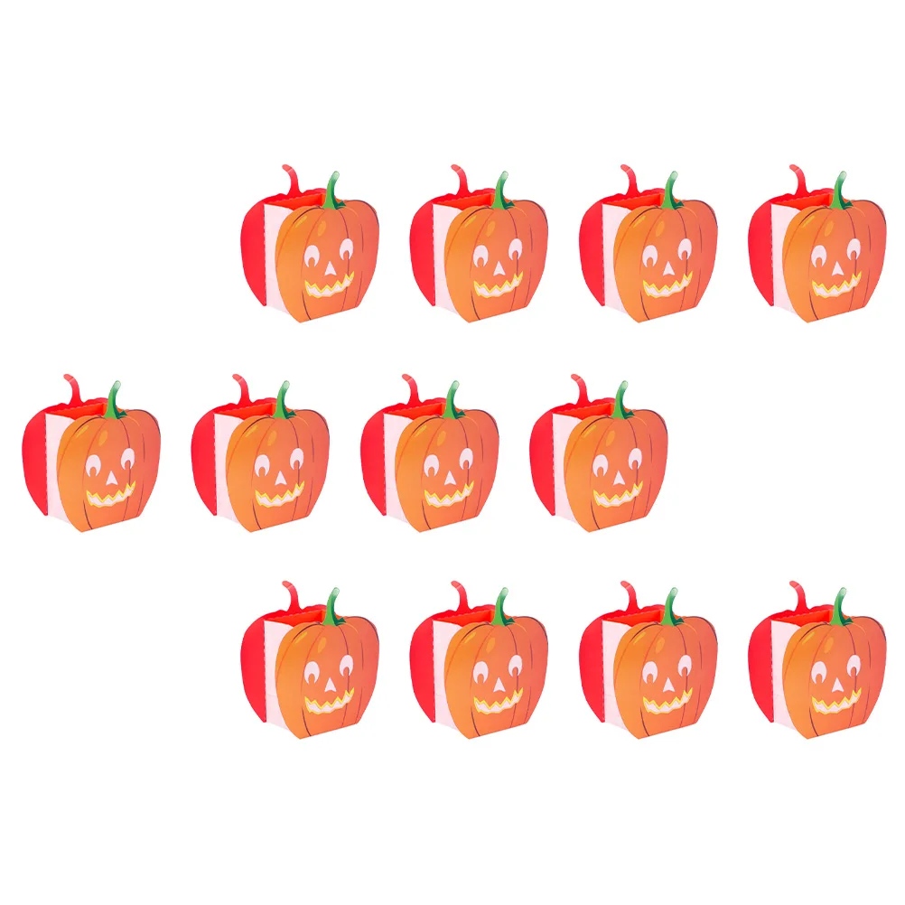 

12pcs Halloween Pumpkin Bags Flame Resistant Paper Tear Resistant Reusable Decorative Holders For Led Lighting