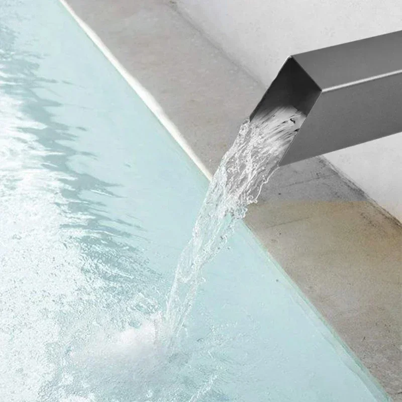 

Waterfall Pool Fountain Stainless Steel Spillway Garden Outdoor Pond Rectangular Swimming Pool Fountain