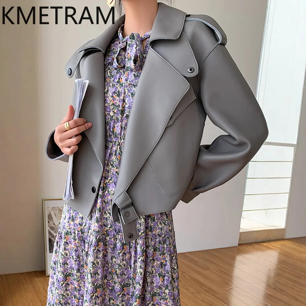 KMETRAM 100% Real Sheepskin Leather Jacket Woman Korean Style Short Coat Loose Genuine Leather Jackets Woman Clothes 2026 casaco