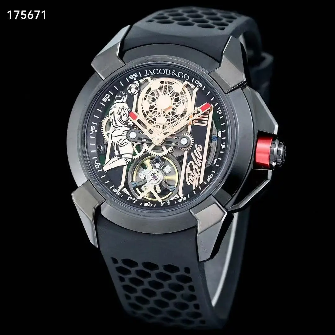 ساعة جاكو توربيون الميكانيكية إصدار محدود للرجال ساعة ميكانيكية زجاج الياقوت مقاومة للماء ماركة كريستيانو رونالدو كو