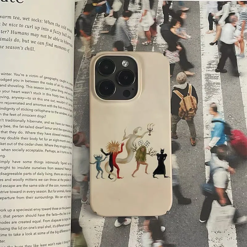 Luxury Clmj Retro Ancient Monster Art Phone Case for iPhone 17 16 15 14 13 12 11 Air Pro Max X XS XR 7 Plus Glossy Film Hard PC