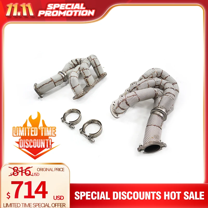 HMD 11.11 Special Offer For Porsche 718 GT4 Manifold Downpipe Exhaust System With Heat Shield Without Cat