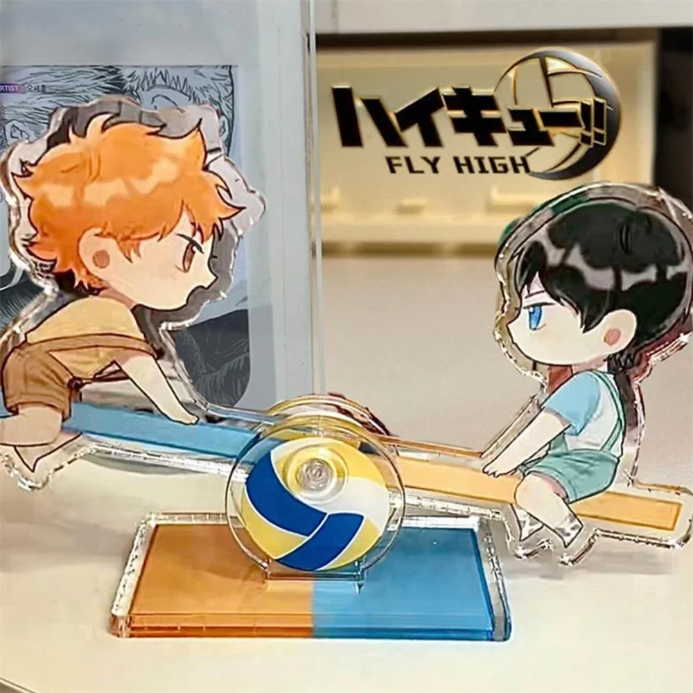 Anime Haikyuu Hinata Shoyo Tobio Kageyama Seesaw Standing Plate Acrylic Figure Stand Desktop Decoration Accessories Gifts