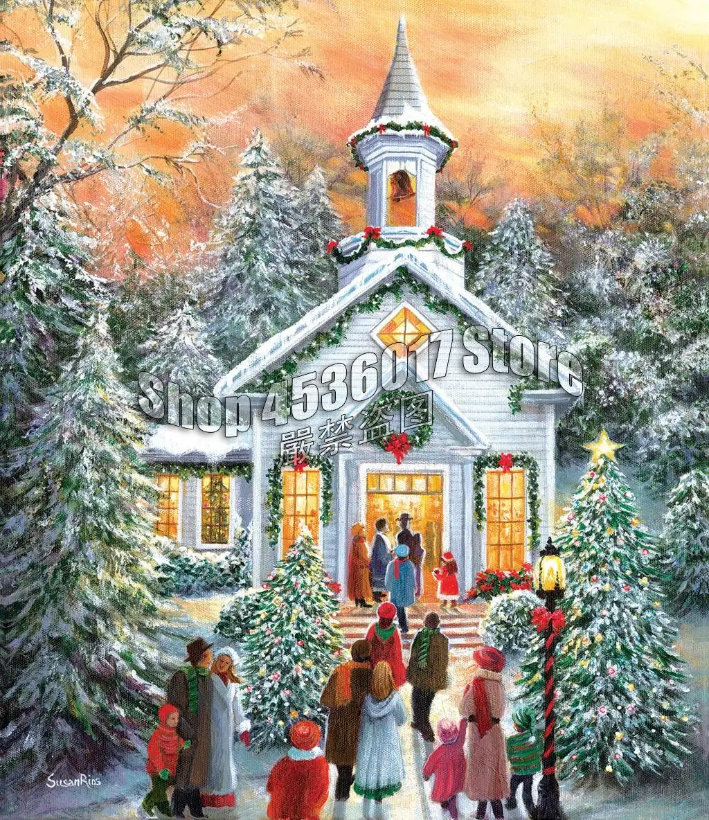 Winter Churches 5d Diy Diamond Painting Cross stitch kits Full Diamond Mosaic Art pintura de diamante Home Decor Christmas gifts