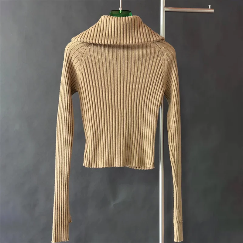 Strickjacke für Damen. Neues, elastisches, gestricktes, schmal geschnittenes, langärmliges Oberteil für den Herbst 2022, Wollmischung, Damenpullover, lässiger Damenmantel