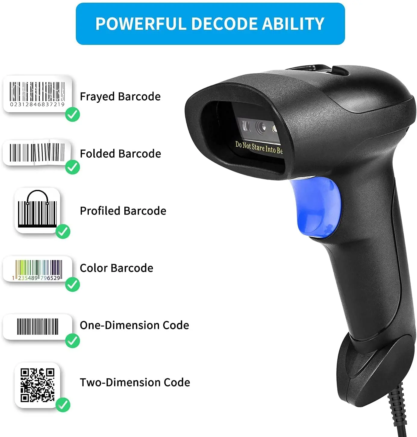 NETUM-L5 Wired Barcode Scanner, 2D, NT-L8, QR Bar Code Reader, NT-L8, PDF417, Mac, OS, Windows