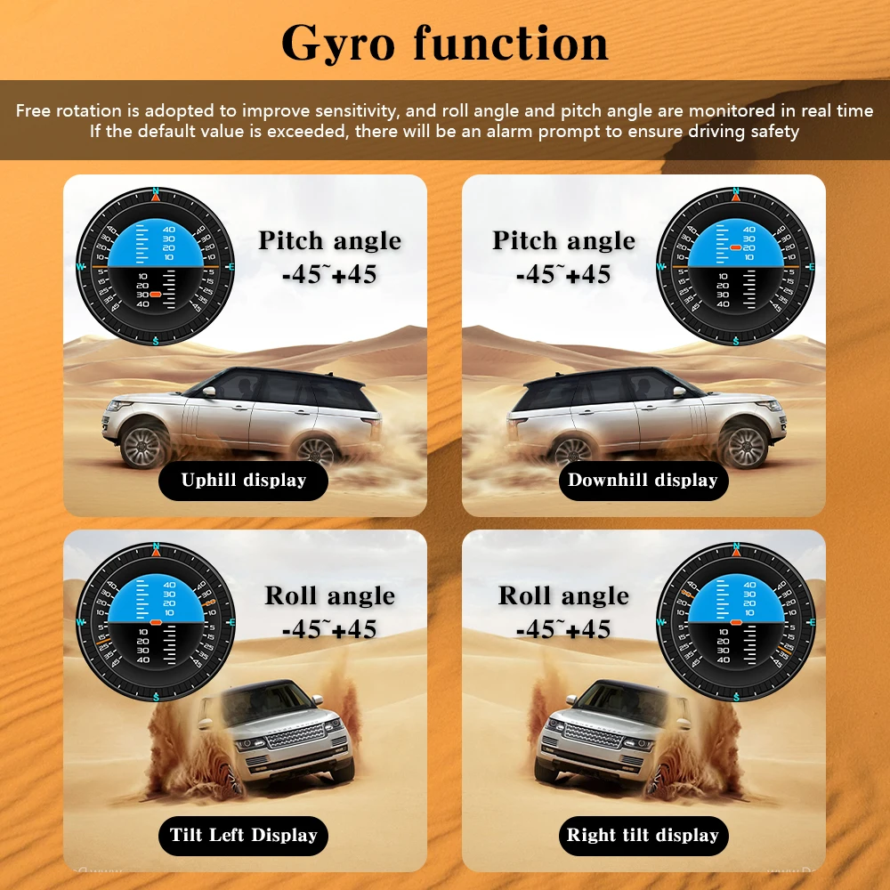 XS HUD ヘッドアップディスプレイ ゲージ 水温 ターボチャージャー オイルプレッシャー オイル温度 G値 ジャイロスコープ LCDディスプレイ ユニバーサル