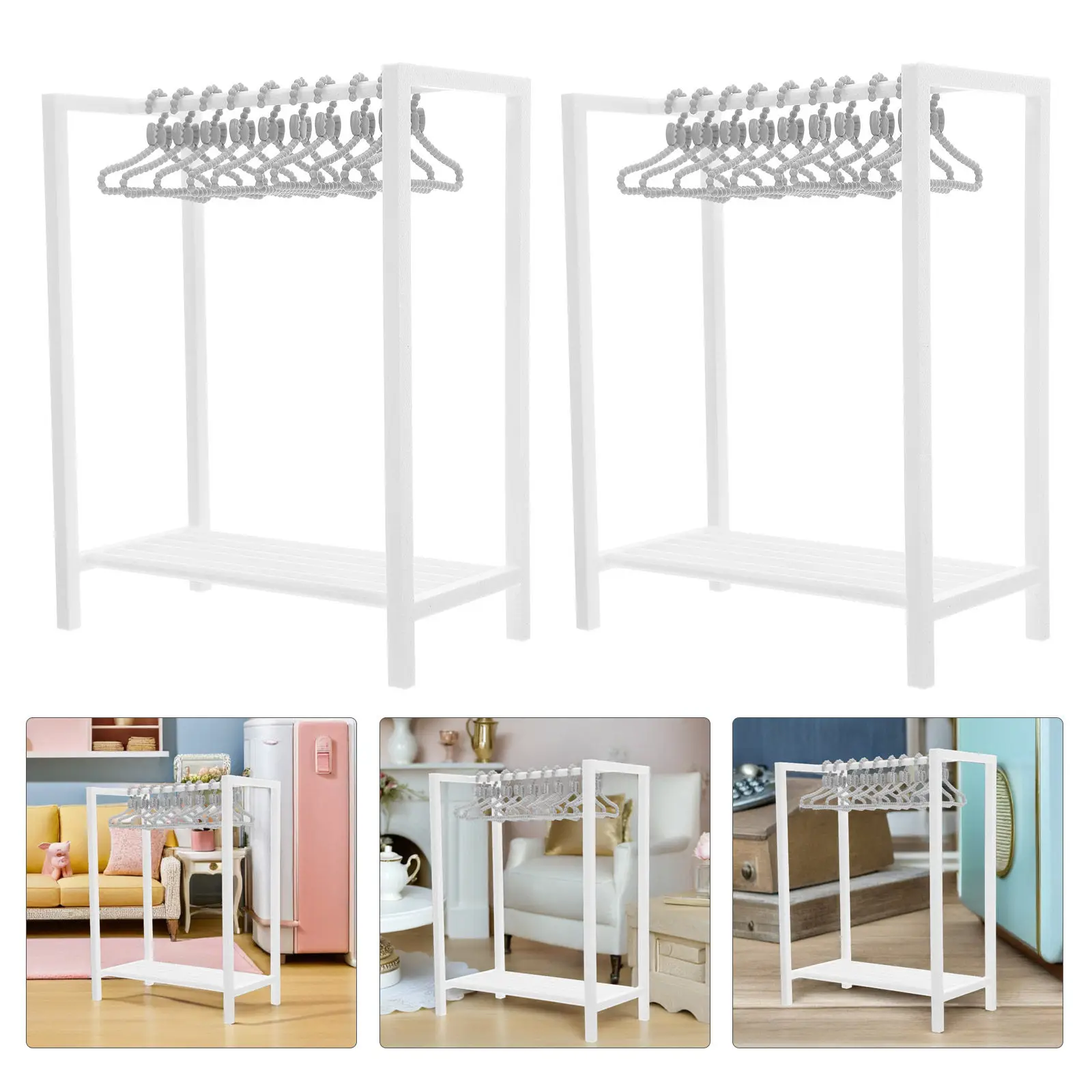 

Набор миниатюрных вешалок для одежды: реалистичная подставка для демонстрации одежды для кукольного домика, аксессуар для организации гардероба и ролевых игр, мини-декор