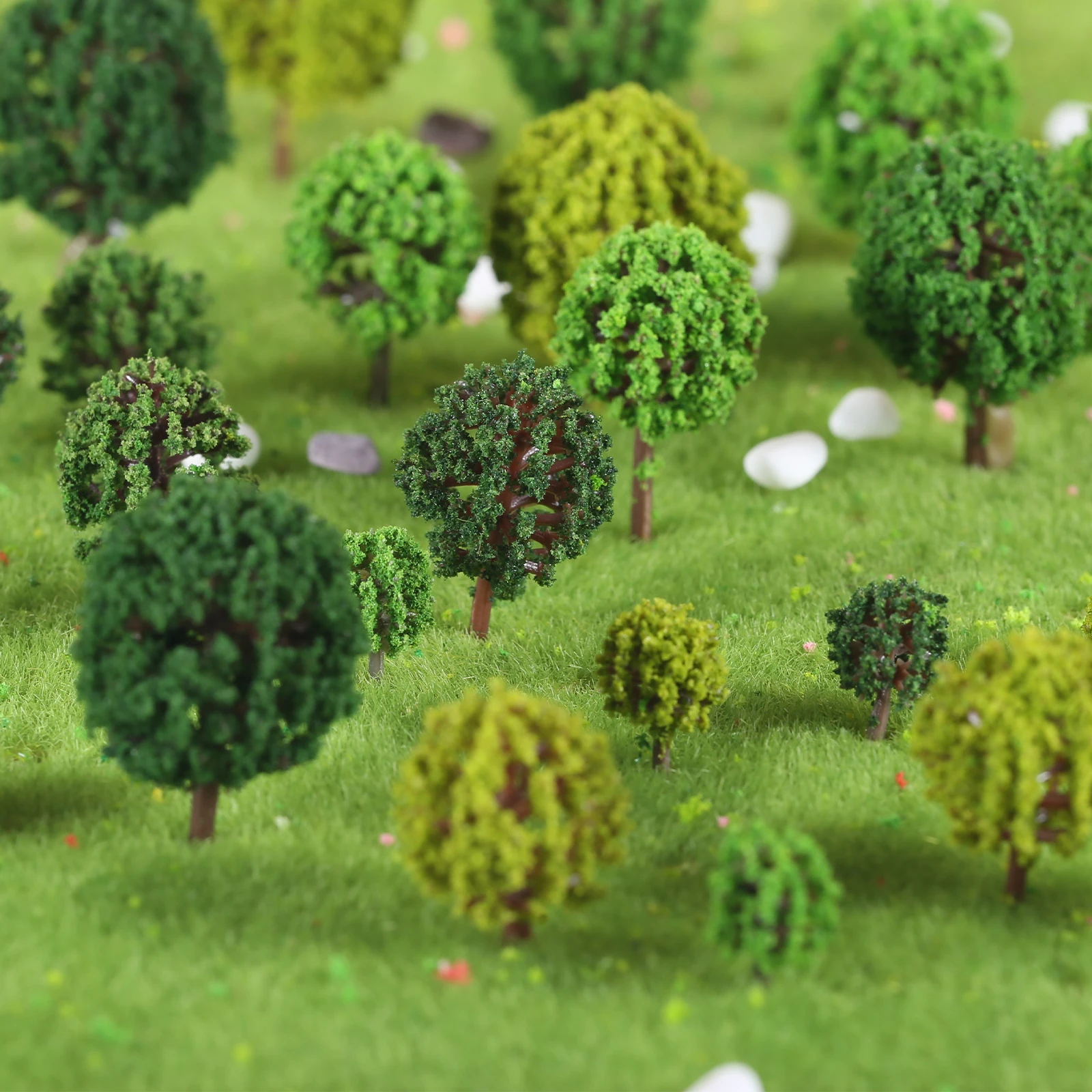 24 pezzi di plastica modello misto alberi 1 - 1.4 pollici Layout giardino di casa in miniatura paesaggio parco paesaggio decorazione