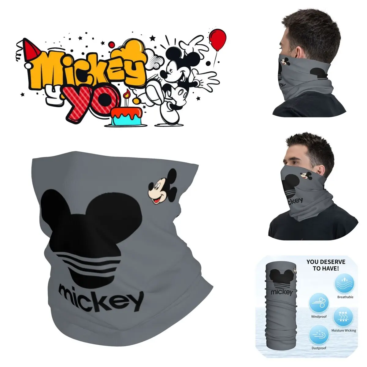 Disney Bandana Neck Cover Motorcycle Club Mickey Mouse Face Scarf Balaclava Cycling Unisex Adult All Season